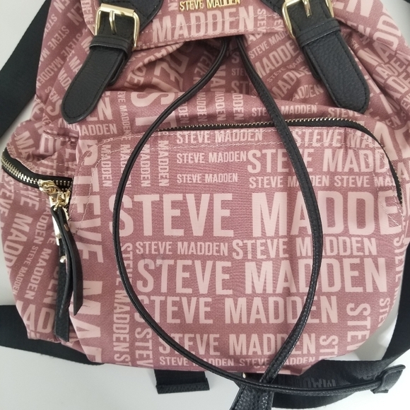 Steve Madden Branded Satin Drawstring Backpack Blush Pink main image 7